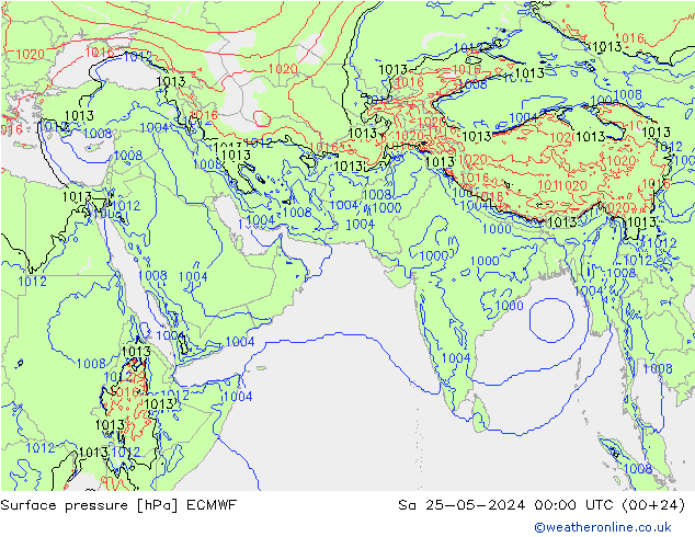 Surface pressure ECMWF Sa 25.05.2024 00 UTC