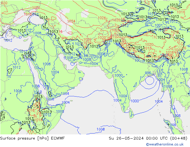 Surface pressure ECMWF Su 26.05.2024 00 UTC