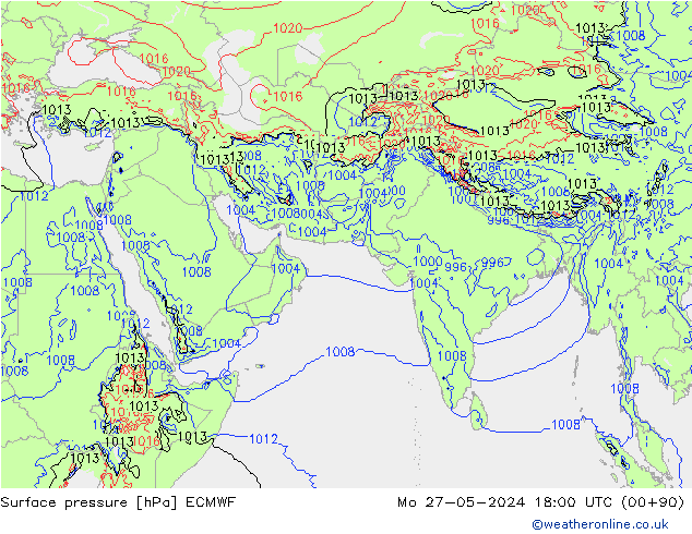 Pressione al suolo ECMWF lun 27.05.2024 18 UTC