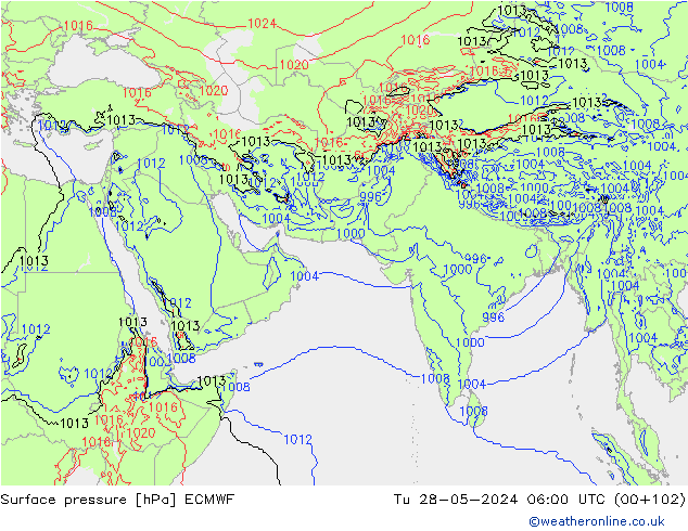 pressão do solo ECMWF Ter 28.05.2024 06 UTC