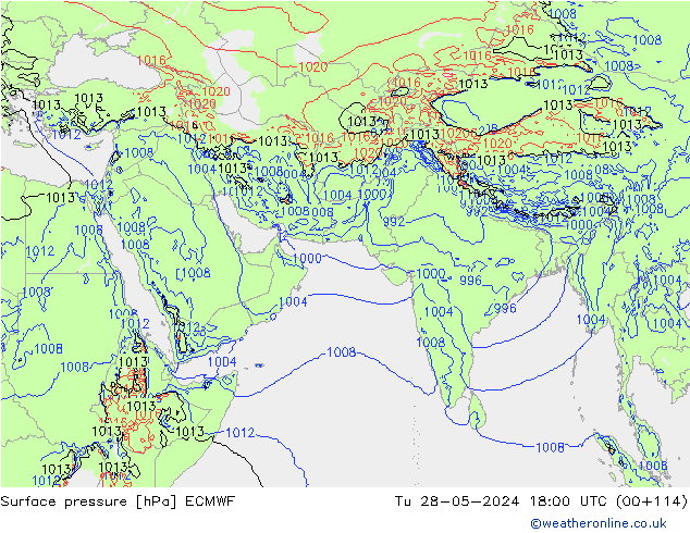 Pressione al suolo ECMWF mar 28.05.2024 18 UTC