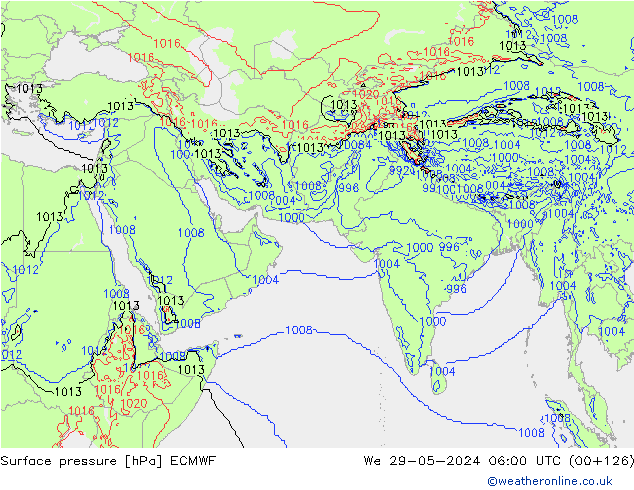 Pressione al suolo ECMWF mer 29.05.2024 06 UTC