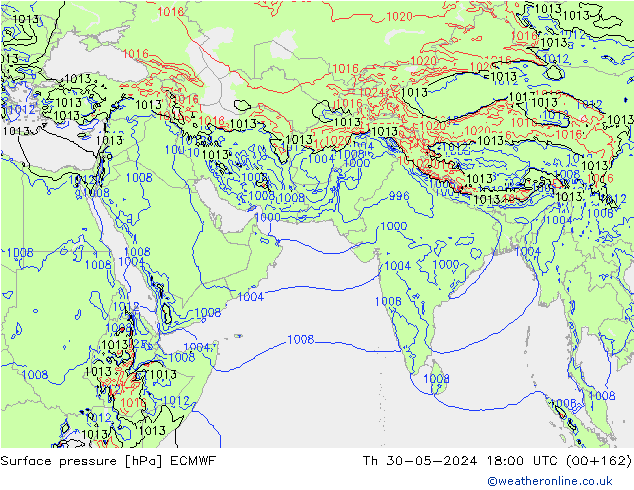 Presión superficial ECMWF jue 30.05.2024 18 UTC