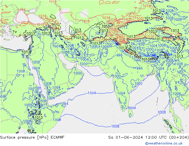 Luchtdruk (Grond) ECMWF za 01.06.2024 12 UTC