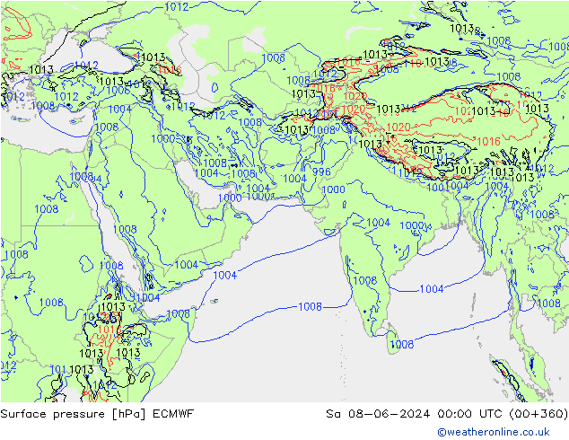 приземное давление ECMWF сб 08.06.2024 00 UTC