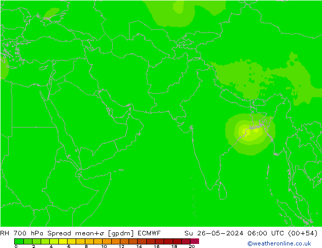 RH 700 hPa Spread ECMWF dom 26.05.2024 06 UTC