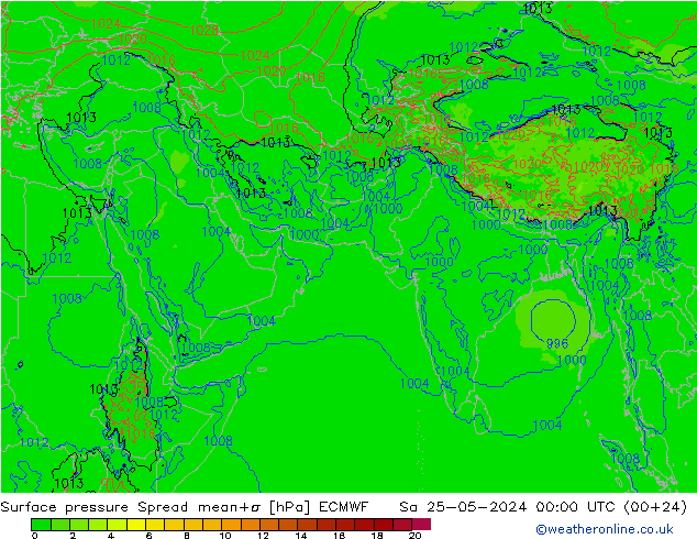 Bodendruck Spread ECMWF Sa 25.05.2024 00 UTC