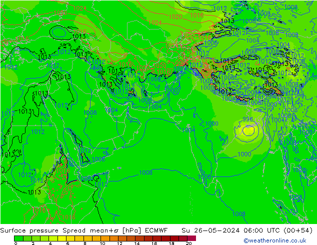 pression de l'air Spread ECMWF dim 26.05.2024 06 UTC