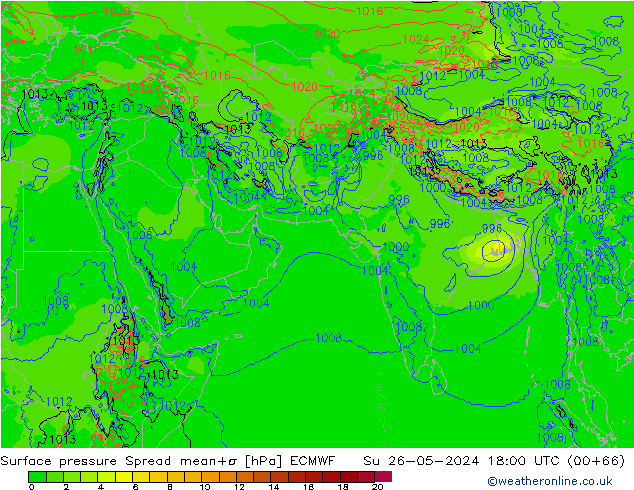 Surface pressure Spread ECMWF Su 26.05.2024 18 UTC