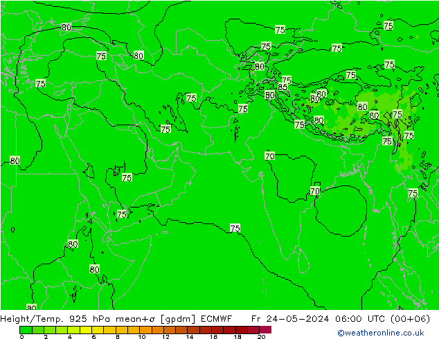 Yükseklik/Sıc. 925 hPa ECMWF Cu 24.05.2024 06 UTC