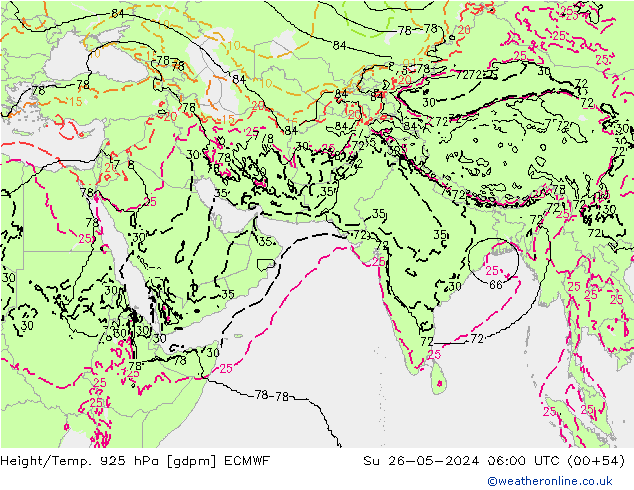 Geop./Temp. 925 hPa ECMWF dom 26.05.2024 06 UTC