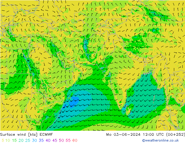 Vento 10 m ECMWF Seg 03.06.2024 12 UTC