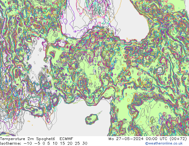Temperatuurkaart Spaghetti ECMWF ma 27.05.2024 00 UTC