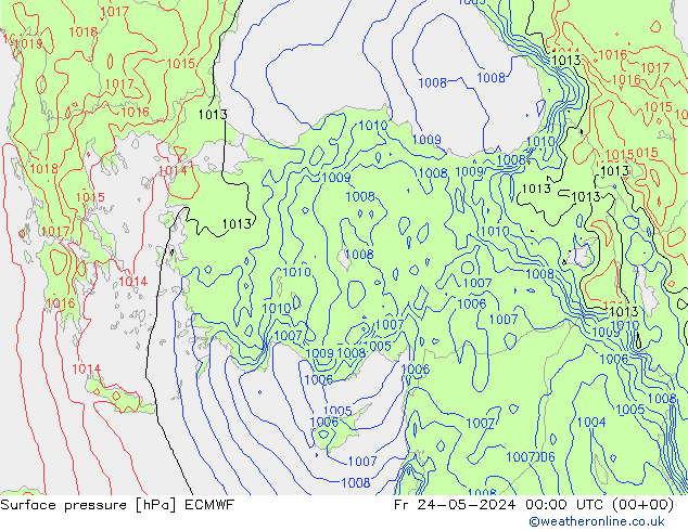 Yer basıncı ECMWF Cu 24.05.2024 00 UTC