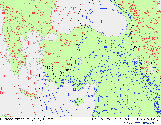 Surface pressure ECMWF Sa 25.05.2024 00 UTC