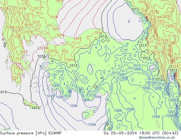 приземное давление ECMWF сб 25.05.2024 18 UTC