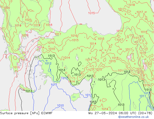 Luchtdruk (Grond) ECMWF ma 27.05.2024 06 UTC