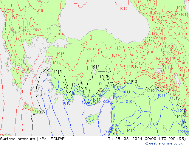 приземное давление ECMWF вт 28.05.2024 00 UTC