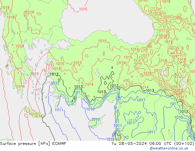 ciśnienie ECMWF wto. 28.05.2024 06 UTC