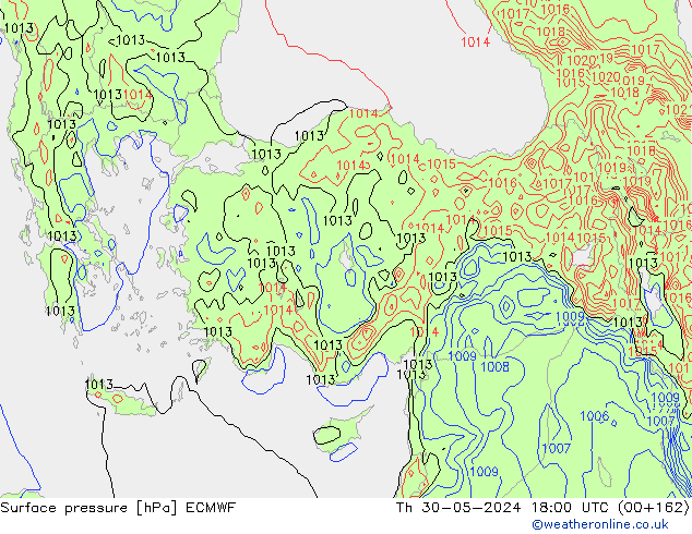 Pressione al suolo ECMWF gio 30.05.2024 18 UTC