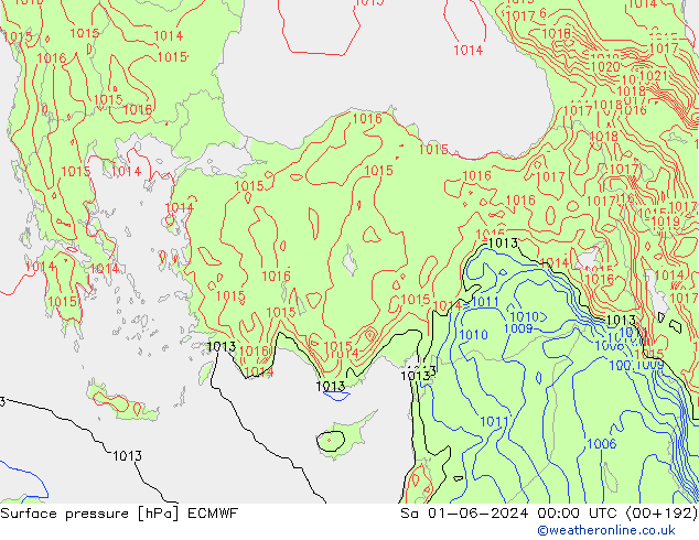 ciśnienie ECMWF so. 01.06.2024 00 UTC