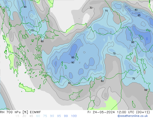 RH 700 hPa ECMWF pt. 24.05.2024 12 UTC