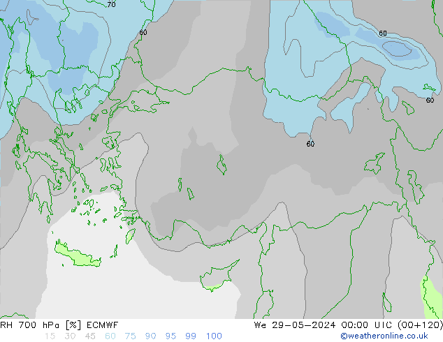 RH 700 hPa ECMWF We 29.05.2024 00 UTC