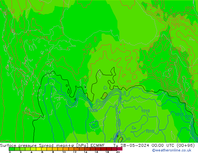 ciśnienie Spread ECMWF wto. 28.05.2024 00 UTC