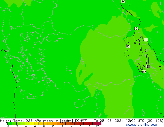 Hoogte/Temp. 925 hPa ECMWF di 28.05.2024 12 UTC