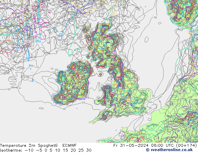 Sıcaklık Haritası 2m Spaghetti ECMWF Cu 31.05.2024 06 UTC