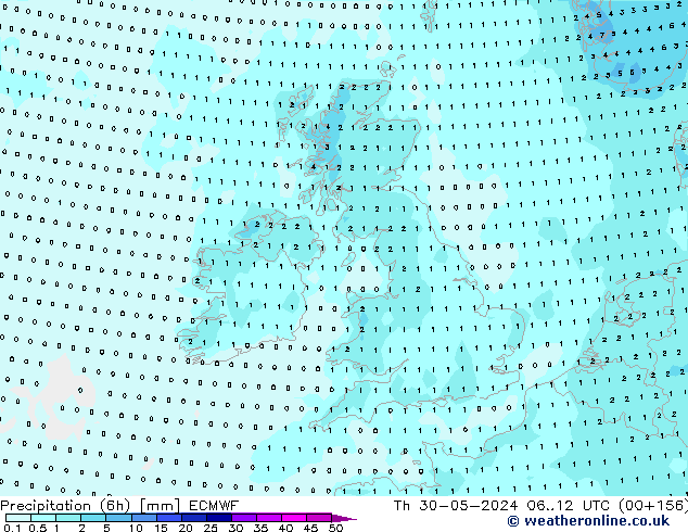 Précipitation (6h) ECMWF jeu 30.05.2024 12 UTC