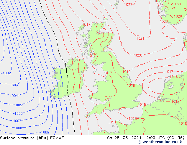 Luchtdruk (Grond) ECMWF za 25.05.2024 12 UTC