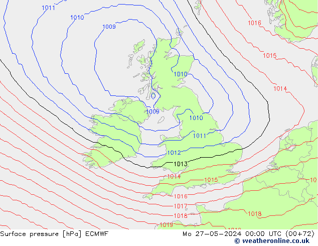 Surface pressure ECMWF Mo 27.05.2024 00 UTC