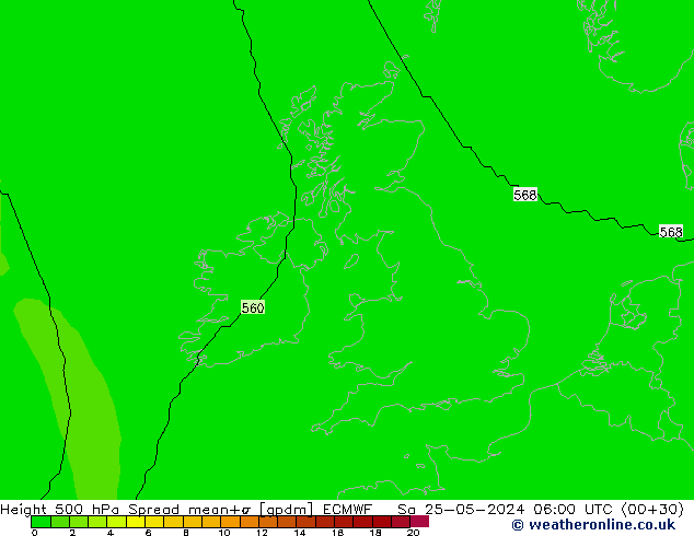 Height 500 hPa Spread ECMWF Sáb 25.05.2024 06 UTC