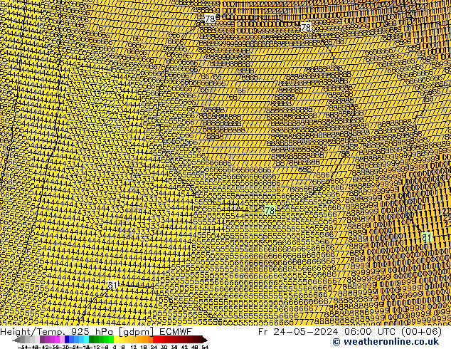 Height/Temp. 925 hPa ECMWF Fr 24.05.2024 06 UTC