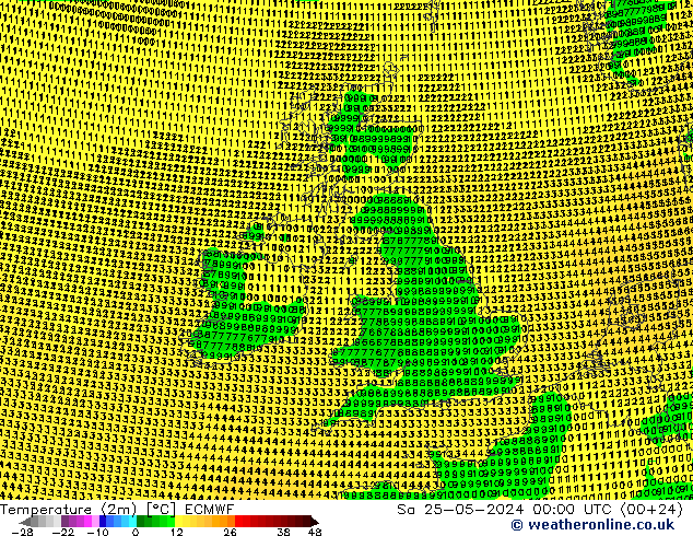 Temperature (2m) ECMWF So 25.05.2024 00 UTC