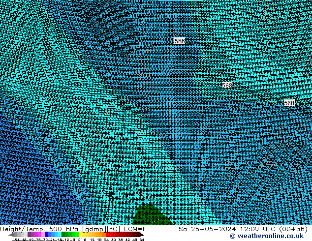 Height/Temp. 500 hPa ECMWF sab 25.05.2024 12 UTC