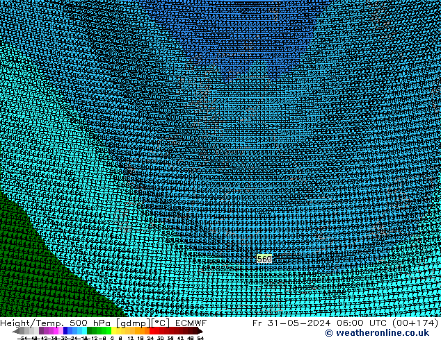 Yükseklik/Sıc. 500 hPa ECMWF Cu 31.05.2024 06 UTC