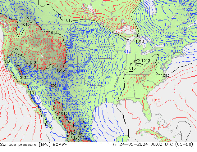 Presión superficial ECMWF vie 24.05.2024 06 UTC