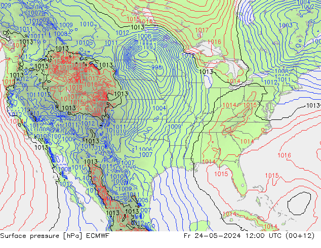 pressão do solo ECMWF Sex 24.05.2024 12 UTC