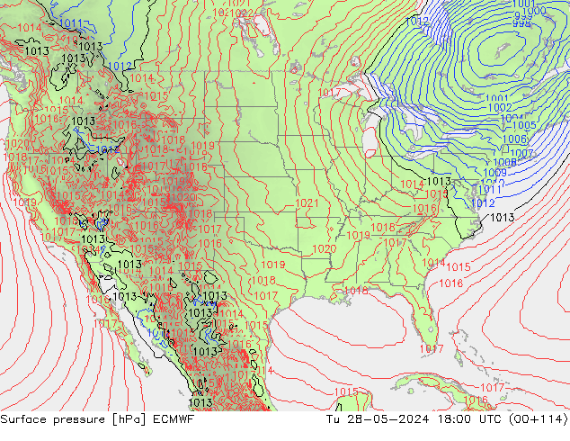 Surface pressure ECMWF Tu 28.05.2024 18 UTC