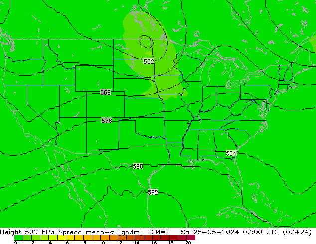 Geop. 500 hPa Spread ECMWF sáb 25.05.2024 00 UTC