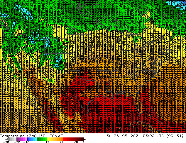 Temperature (2m) ECMWF Su 26.05.2024 06 UTC