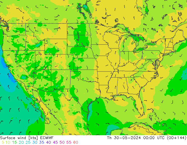 Surface wind ECMWF Th 30.05.2024 00 UTC