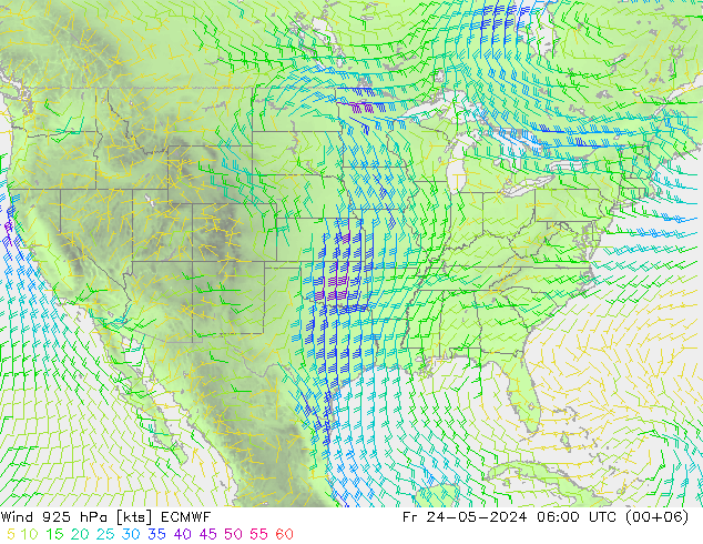 ветер 925 гПа ECMWF пт 24.05.2024 06 UTC