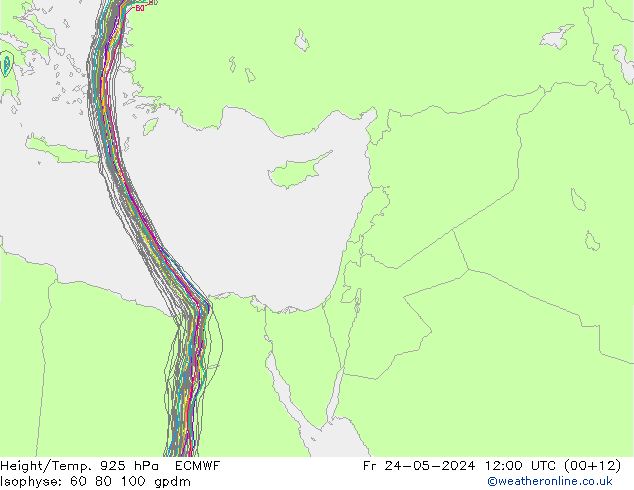 Height/Temp. 925 hPa ECMWF Pá 24.05.2024 12 UTC