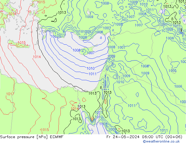 приземное давление ECMWF пт 24.05.2024 06 UTC