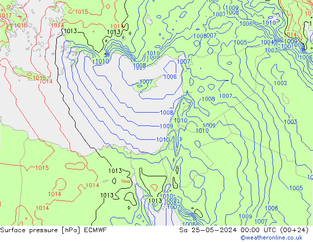 pressão do solo ECMWF Sáb 25.05.2024 00 UTC