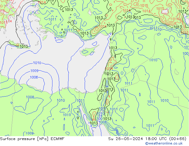 Atmosférický tlak ECMWF Ne 26.05.2024 18 UTC