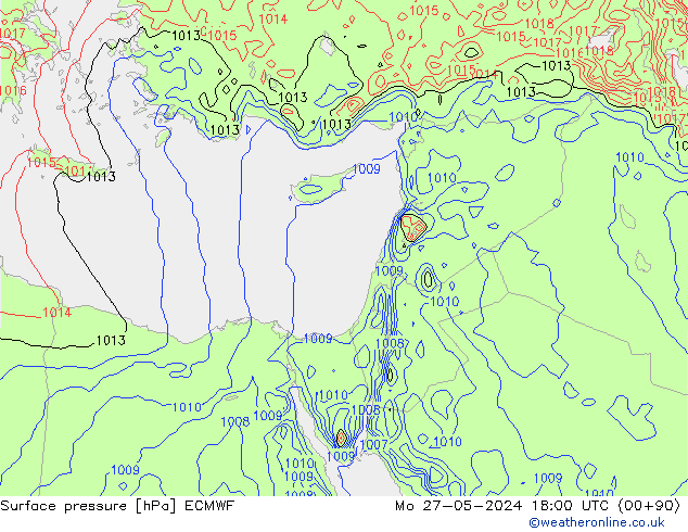 Pressione al suolo ECMWF lun 27.05.2024 18 UTC